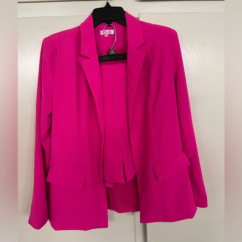 Pink Lily Fuchsia Blazer and Shorts set